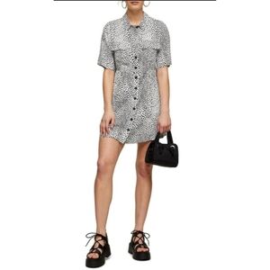 Topshop grunge mini dress spots size 4 monochrome